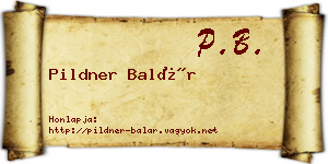 Pildner Balár névjegykártya